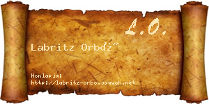 Labritz Orbó névjegykártya
